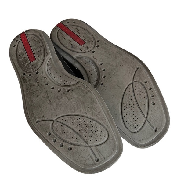 PRADA Leather Loafers Shoes Slip On Hook Loop Closure Made in Italy Mens Size 11 - Picture 4 of 10